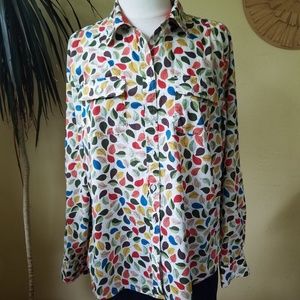 Talbots Leaf Print Button Down Shirt
